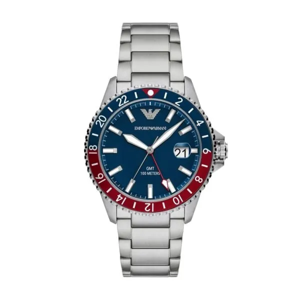 Emporio Armani GMT Dual Time Stainless Steel Watch - AR11590