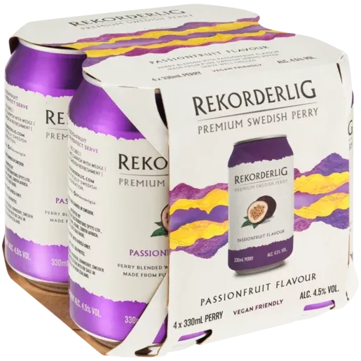 Rekorderlig Passionfruit Flavour Premium Swedish Perry Cans 4 x 330ml