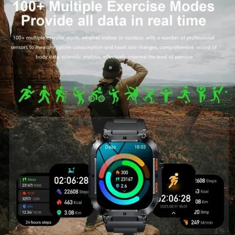 FocusFit K57 1.96" Rugged Military Tactical Sports Smartwatch