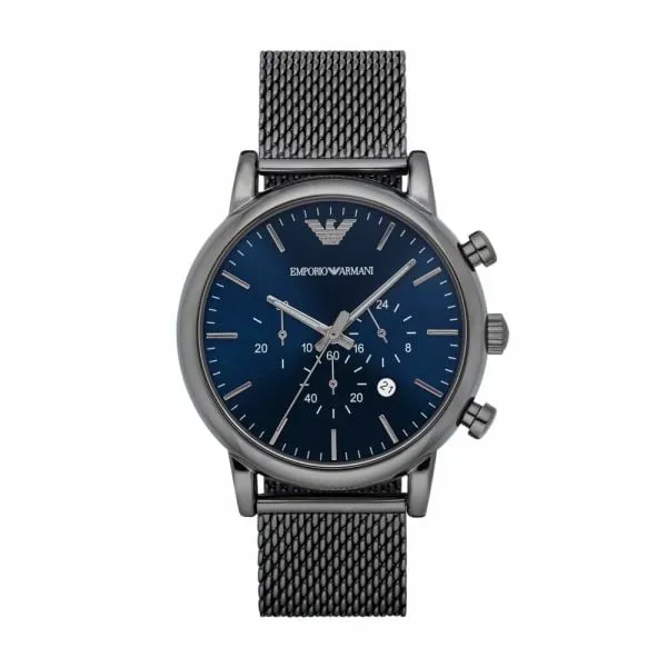 Emporio Armani Men's Luigi Gunmetal Round Stainless Steel Mesh Watch - AR1979