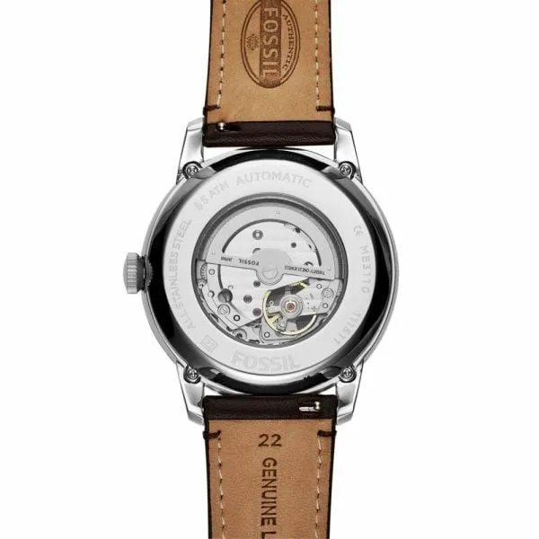 Fossil Men's Townsman Silver/Steel Round Leather Watch - ME3110