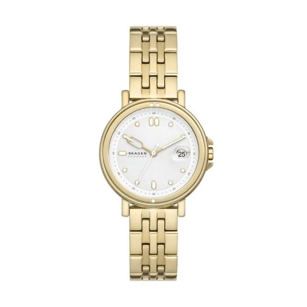 Skagen Women's Signatur Lille Sport Three-Hand Date Gold Stainless Steel Bracelet Watch - SKW3135