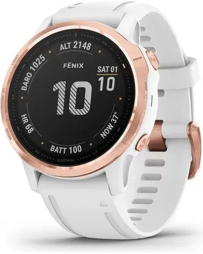 Garmin Fenix 6S Pro Smartwatch (Rose Gold with White Band)