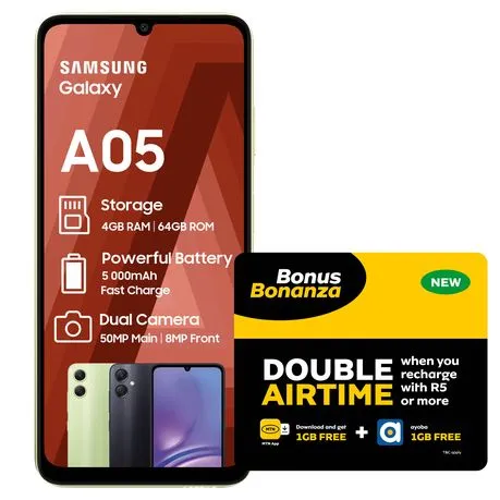 Samsung Galaxy A05 64GB LTE Dual Sim - Black + MTN SIM KIT & LTE Device Promotion