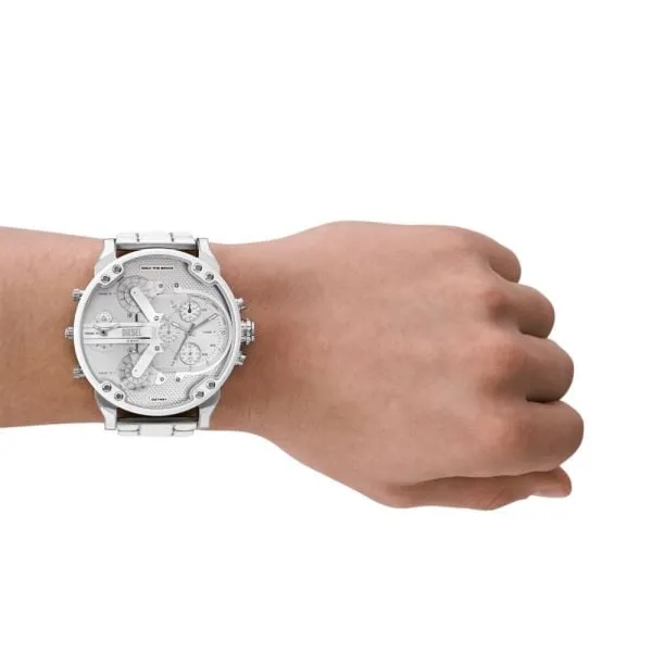 Diesel Mr. Daddy 2.0 Chronograph White and Stainless Steel Watch - DZ7481