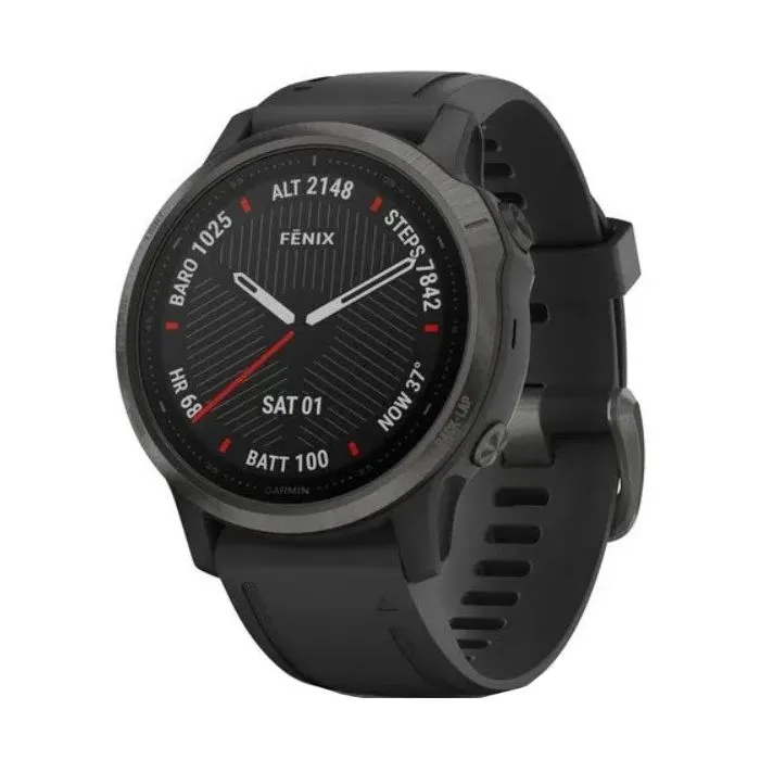 Garmin Fenix 6S Saphire Smartwatch - Carbon Gray Dlc, Black Band