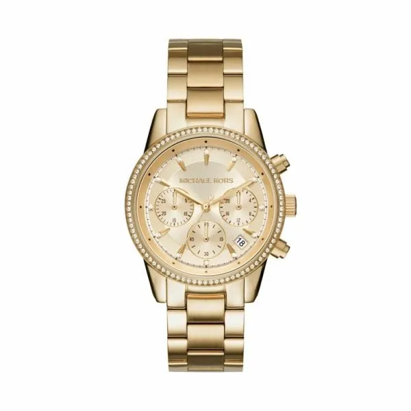 Michael Kors Women's Ritz Gold Round Stainless Steel Watch - MK6356