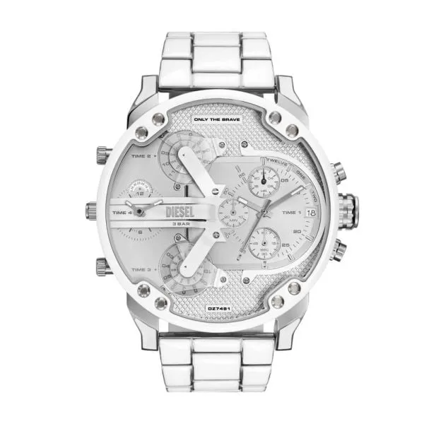 Diesel Mr. Daddy 2.0 Chronograph White and Stainless Steel Watch - DZ7481