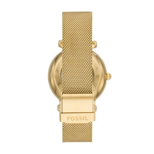 Fossil Women's Carlie Automatic Gold-Tone Stainless Steel Watch Mesh Watch - ME3250