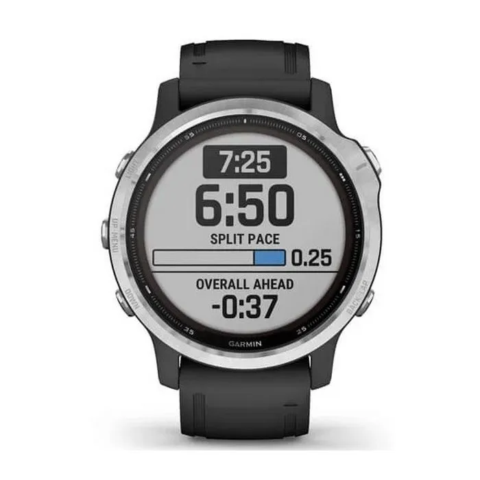 Garmin Fenix 6S Solar Smartwatch - Silver With Black Band