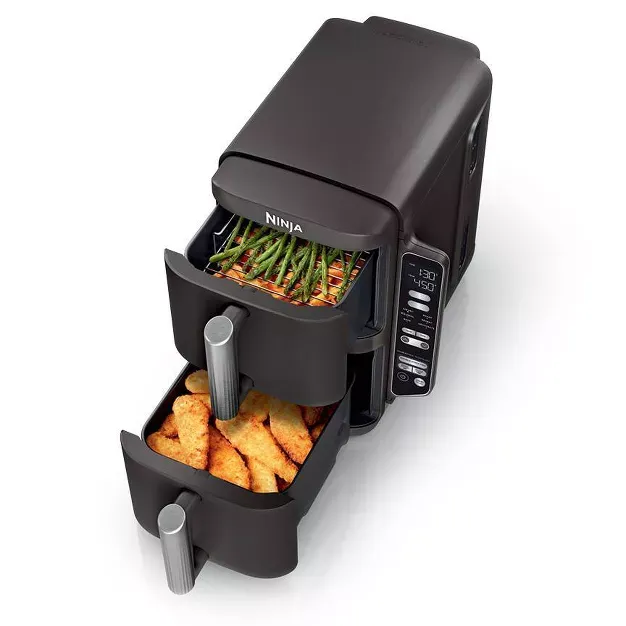 Ninja DoubleStack 8qt 6-in-1, 2-Basket Air Fryer with Space Saving Design Gray SL201: Metal & Plastic, Hand Wash, Dishwasher-Safe