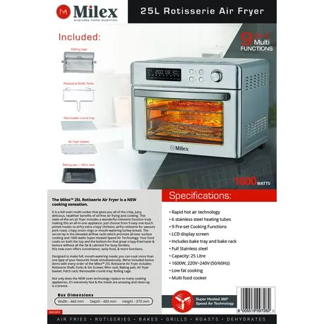 Milex 25L Rotisserie Air Fryer - MAO003