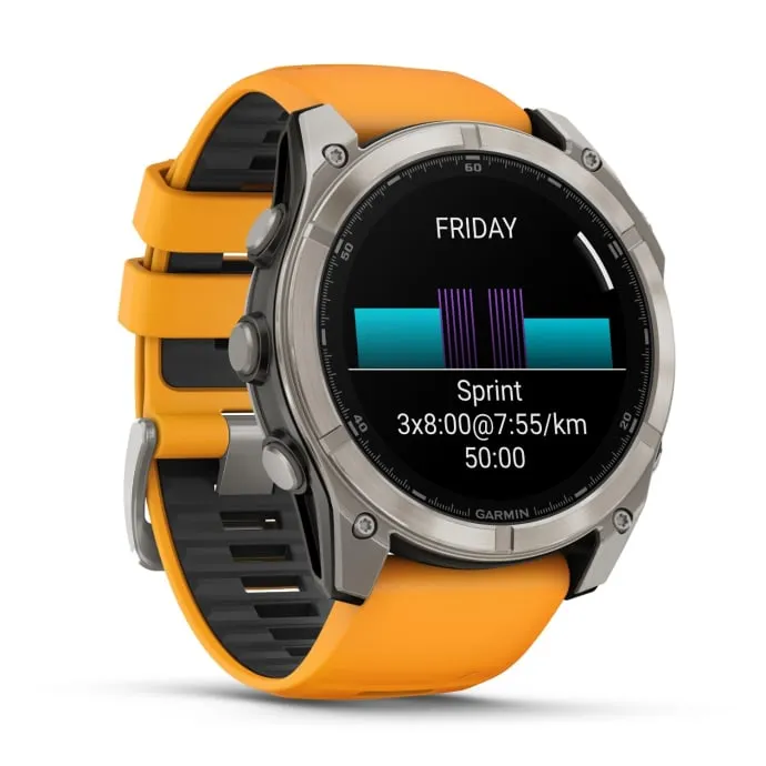 Garmin Fenix 8 51mm AMOLED Sapphire Multisport Smartwatch - Titanium/orange | PLU1181129