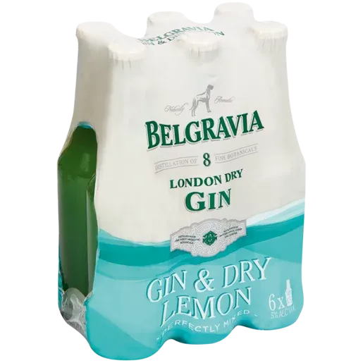 Belgravia Gin & Dry Lemon Bottles 6 x 275ml