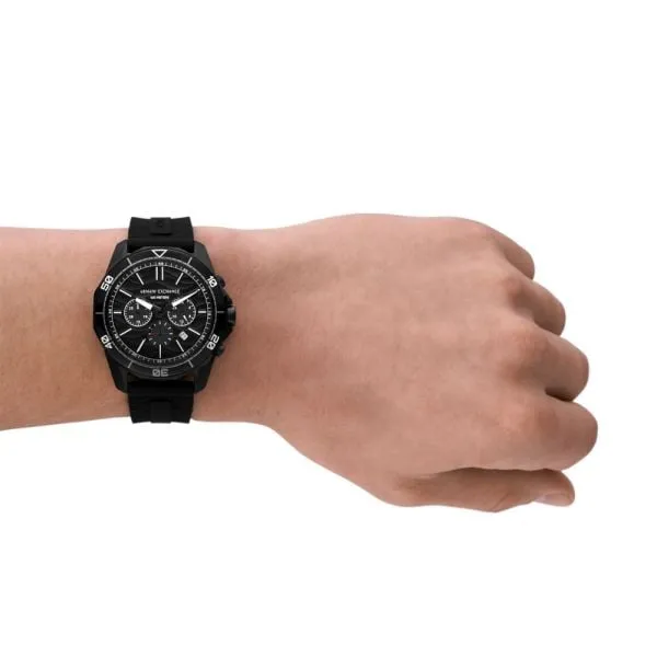 Armani Exchange Chronograph Black Silicone Watch - AX1961