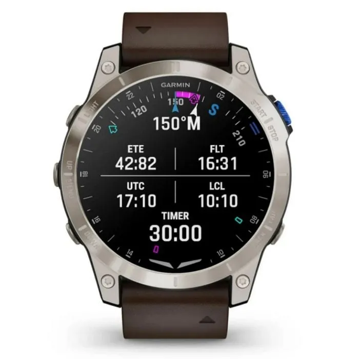 Garmin D2 Mach 1 Aviator Smart Watch - Oxford Brown Leather Band