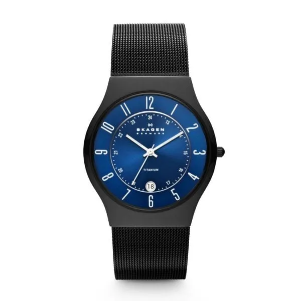 Skagen Men's Sundby Black Round Stainless Steel Mesh Watch - T233XLTMN