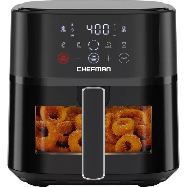 Chefman TurboFry Touch Easy-View Air Fryer w/ 4 Cooking Presets and 450F Hi-Fry Button - Black