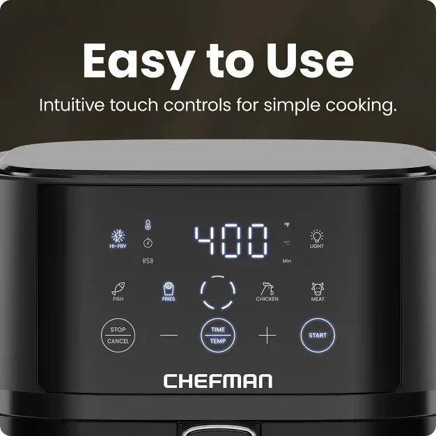 Chefman TurboFry Touch Easy-View Air Fryer w/ 4 Cooking Presets and 450F Hi-Fry Button - Black