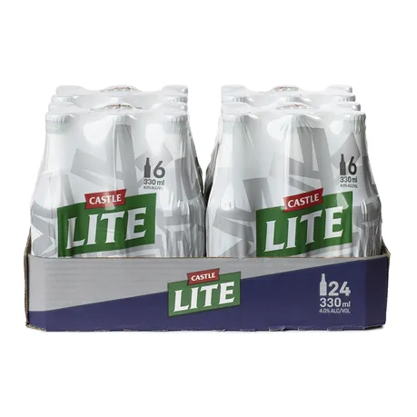 Castle Lite Premium Lager Beer 24 x 330ml Bottles