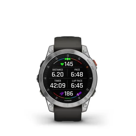 Garmin epix (Gen 2) Premium Outdoor Smartwatch (47mm) - Slate Stainless Steel with Black Silicone Band