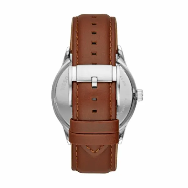 Fossil Flynn 48mm Automatic Brown Leather Watch - BQ2386