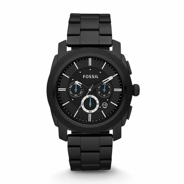 Fossil Men's Machine Black Round Stainless Steel Watch - FS4552