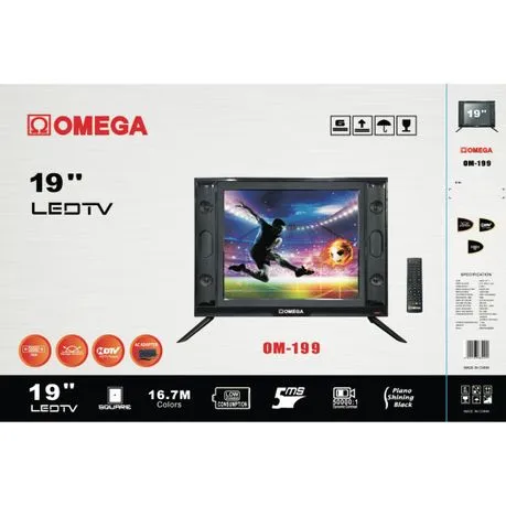 Omega 19" HD Ready LED TV with Dynamic Contrast Piano-Shining Black