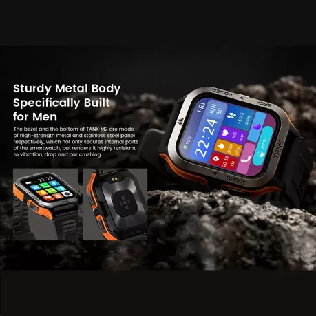 KOSPET TANK M2 Tough Rugged Smartwatch - Activity, Heart & Sleep Tracker - Orange