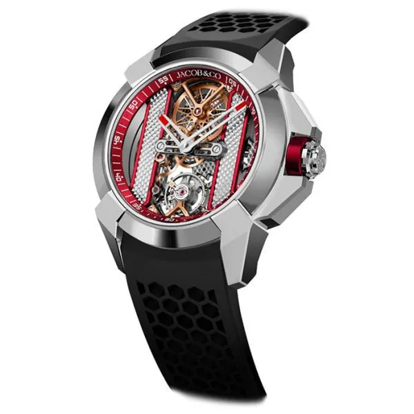 Jacob & Co Epic X Red Inner Ring Skeleton Stainless Steel Watch