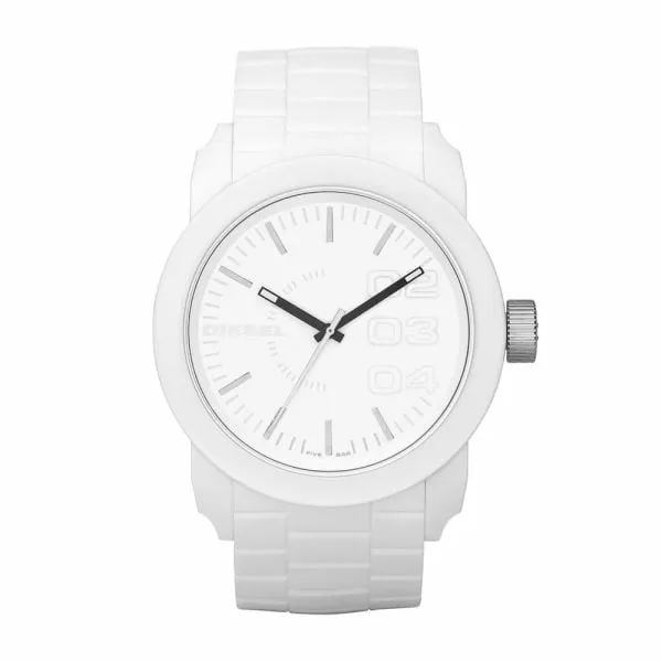 Diesel Men's Double Down White Round Silicone Watch - DZ1436