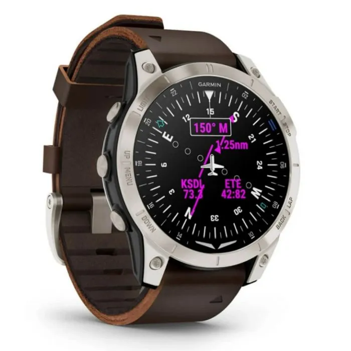 Garmin D2 Mach 1 Aviator Smart Watch - Oxford Brown Leather Band