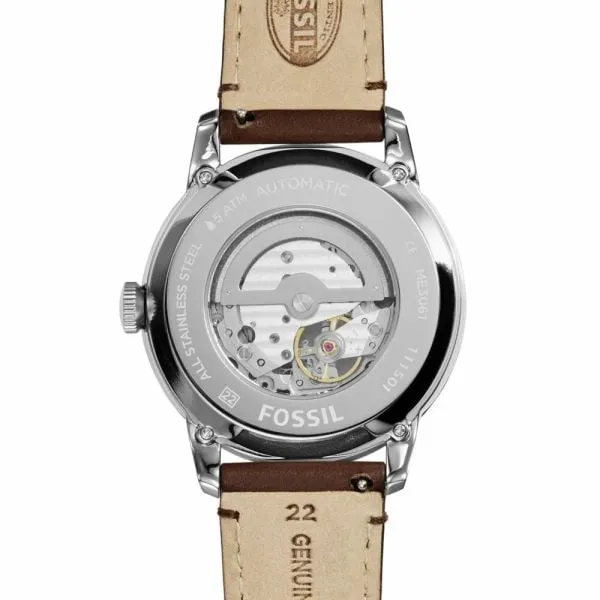 Fossil Men's Townsman Silver/Steel Round Leather Watch - ME3061