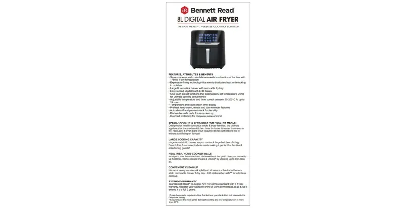 Bennett Read 8L Digital Air Fryer KAF182