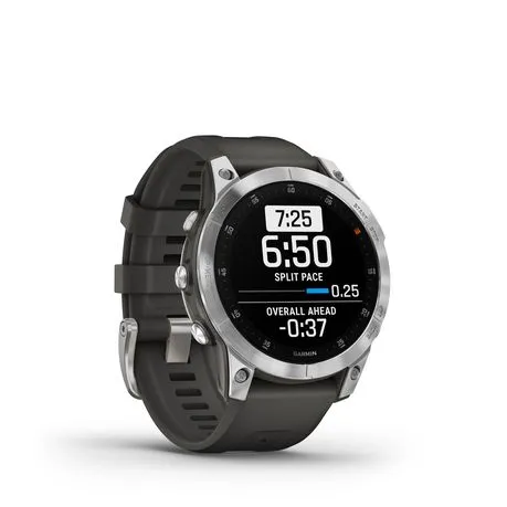 Garmin epix (Gen 2) Premium Outdoor Smartwatch (47mm) - Slate Stainless Steel with Black Silicone Band