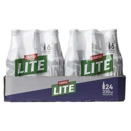 Castle Lite Premium Lager Beer 24 x 330ml Bottles