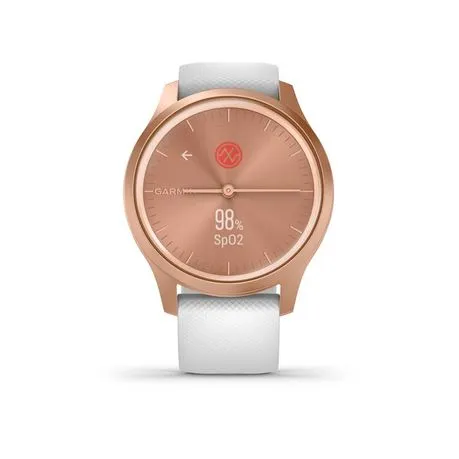 Garmin Vivomove Style Smartwatch (42mm) - Rose Gold Aluminium Case with White Silicone Band