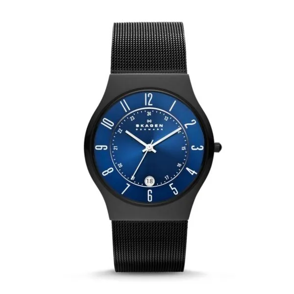 Skagen Men's Sundby Black Round Stainless Steel Mesh Watch - T233XLTMN