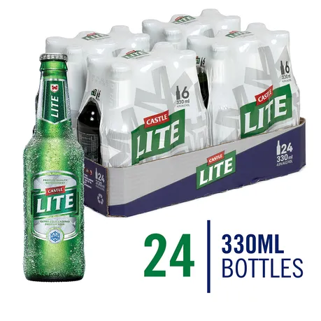 Castle Lite Premium Lager Beer 24 x 330ml Bottles