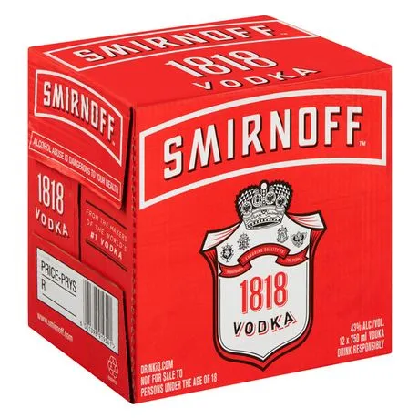 Smirnoff 1818 Vodka 43% ABV - Case 12 x 750ml