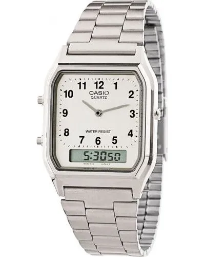 Casio Vintage Analog & Digital Wrist Watch (White & Silver)