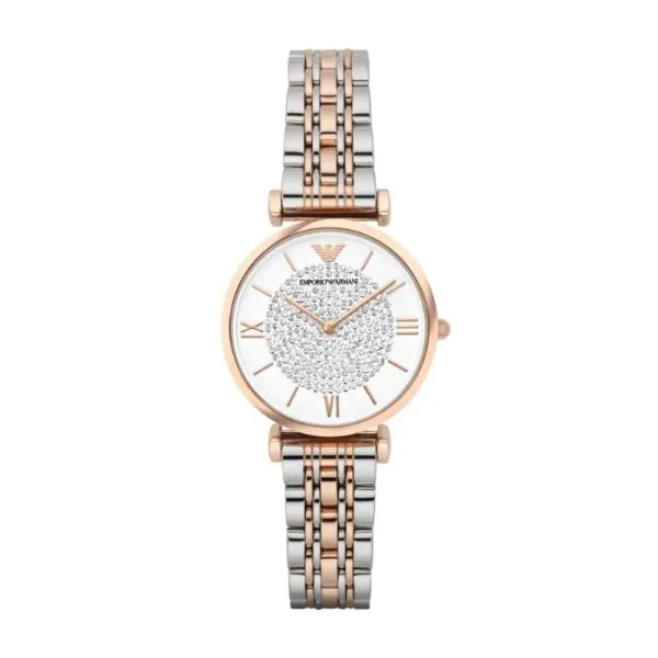 Emporio Armani Women's Gianni T-Bar Rose Gold Round Stainless Steel Watch - AR1926