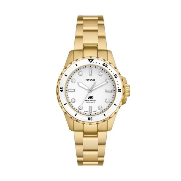 Fossil Women's Fossil Blue Dive Three-Hand - Gold-Tone Stainless Steel Watch - ES5350