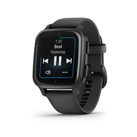 Garmin Venu Sq 2 - Music Edition Slate Bezel with Black Case and Silicone Band