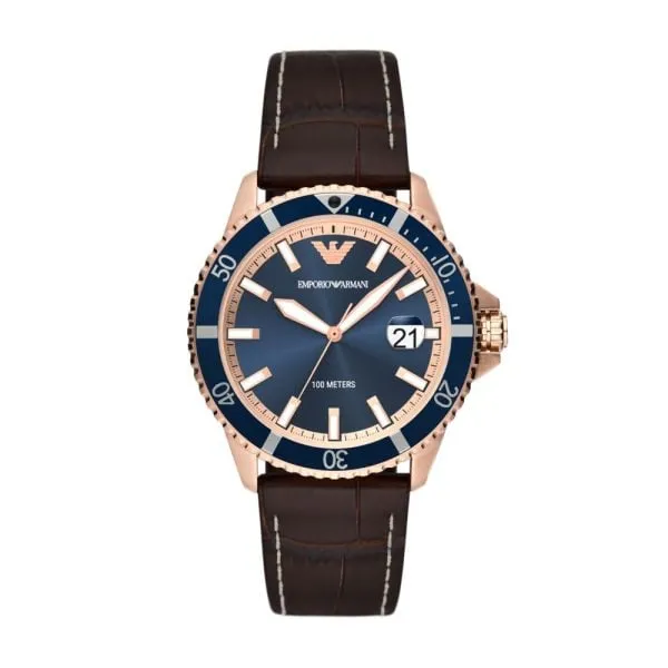 Emporio Armani Men's Three-Hand Date, Rose Gold-Tone Stainless Steel Watch - AR11556