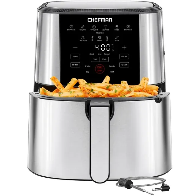 Chefman ExacTemp 5 Qt. Digital Air Fryer with Temperature Probe - Stainless Steel, New