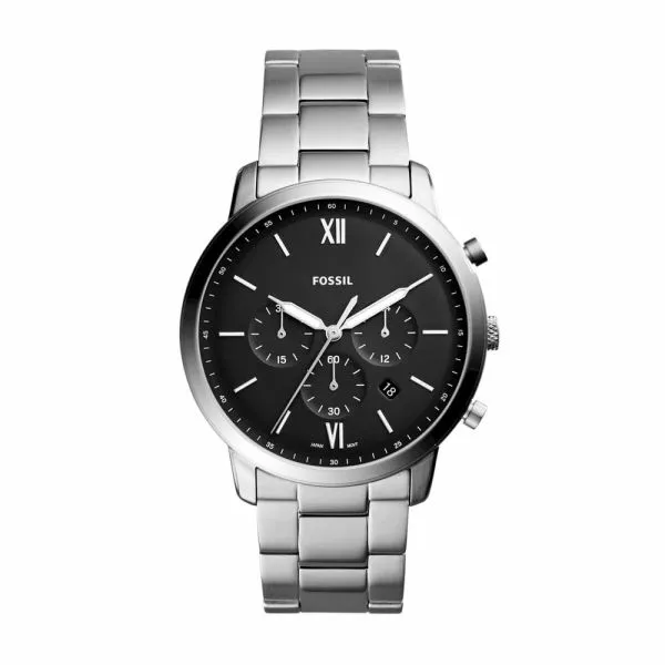 Fossil Men's Neutra Chrono Silver Round Stainless Steel Watch - FS5384