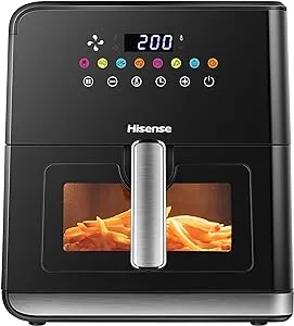 Hisense Air Fryer with Digital Touch Control and Visible Cooking Window, 8 Liter Capacity, Black