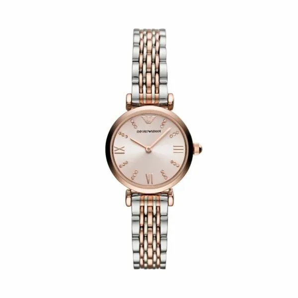 Emporio Armani Women's Gianni T-Bar Rose Gold Round Stainless Steel Watch - AR11223