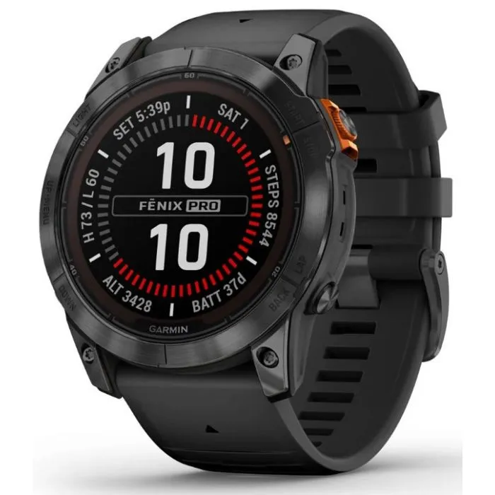 Garmin Fenix 7X Pro Solar Edition Smartwatch - 51mm, Slate Grey, Black Band